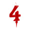 Kaars Rood Verjaardag Cijfer 4 (12 Stuks)
