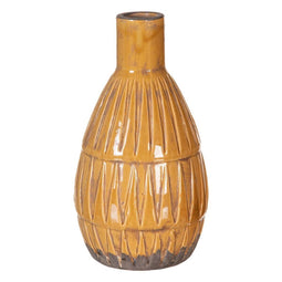 Vaas 16,5 x 16,5 x 30 cm Keramisch Mosterd