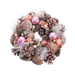 Kerstkroon Wit Roze Plastic Foam 26 x 26 x 8 cm