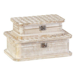 Decoratieve Doos 28 x 18 x 9,5 cm Mangohout (2 Stuks)