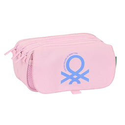 Pennenetui met 3 vakken Benetton Pink Roze (21,5 x 10 x 8 cm)