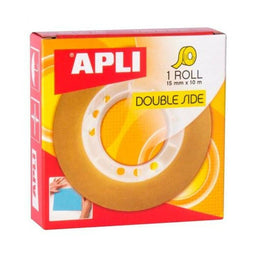 Dubbelzijdig plakband Apli Transparant 15 mm x 10 m (20 Stuks)