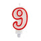 Kaars Verjaardag Cijfer 9 Rood Wit (12 Stuks)