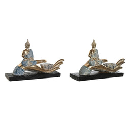 Decoratieve figuren DKD Home Decor 25,7 x 8 x 16 cm Blauw Boeddha Turkoois Orientaals Decapé (2 S...