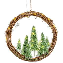 Kerstkroon Bruin Groen Plastic 46 x 10 x 46 cm
