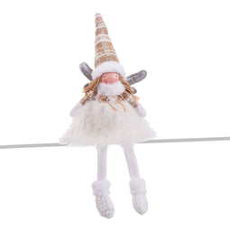 Kerstversiering Wit Multicolour Polyresin Zand Weefsel Engel 17 x 14 x 49 cm