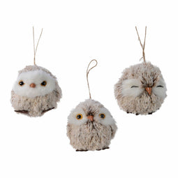 Kerstversiering Kerstboom Uil Polyester (Ø 7 cm)