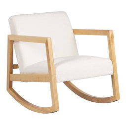 Schommelstoel Wit Natuurlijk Rubberwood Weefsel 60 x 83 x 72 cm
