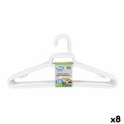 Kleerhangerset Dem Wit Plastic 12 Onderdelen 38 x 17,5 cm (8 Stuks)