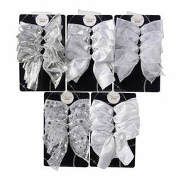Kerst Decoratie Set Ziverachtig Lussen Polyester (8,9 x 11,4 x 3,8 cm) (4 Stuks)
