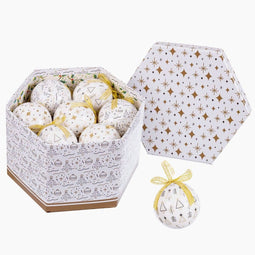 Kerstballen Wit Gouden Papier Polyfoam 7,5 x 7,5 x 7,5 cm (14 Stuks)