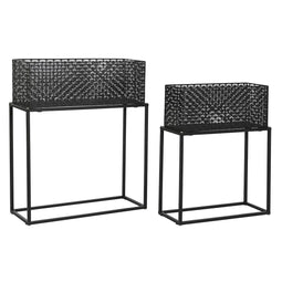 Plantenbakkenset DKD Home Decor 60 x 22 x 70 cm Zwart Metaal
