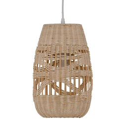 Plafondlamp 21,5 x 21,5 x 34,5 cm Metaal Crème Rotan