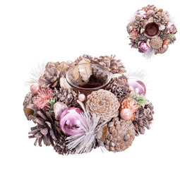 Kerstkaarshouder Wit Roze Plastic Foam 19 x 19 x 9 cm