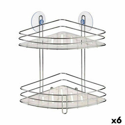 Hoekschappen Douche Transparant Chroom Plastic 26,9 x 26,5 x 19,8 cm (6 Stuks)