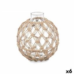 Decoratief sierding Transparant Natuurlijk Glas Touw 18 x 20 cm (6 Stuks)