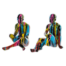 Decoratieve figuren DKD Home Decor 25,5 x 14 x 21,5 cm Zwart Multicolour (2 Stuks)