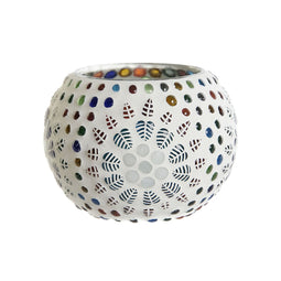 Kaarshouder DKD Home Decor Wit Multicolour Kristal 11 x 11 x 7 cm
