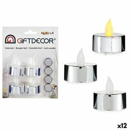 Kaarsenset 4 x 4 x 3,7 cm Zilverkleurig (12 Stuks)