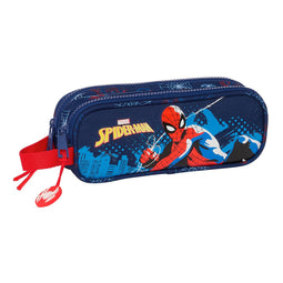 Pennenetui met 2 vakken Spider-Man Neon Marineblauw 21 x 8 x 6 cm