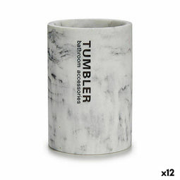 Tandenborstelhouder Tumbler Wit Hars 7,5 x 10,2 x 7,5 cm (12 Stuks)