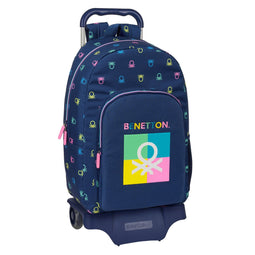 Schoolrugzak met Wielen Benetton Cool Marineblauw 30 x 46 x 14 cm