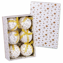 Kerstballen Wit Gouden Papier Polyfoam 7,5 x 7,5 x 7,5 cm (6 Stuks)