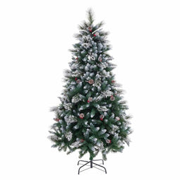 Kerstboom Wit Rood Groen PVC Metaal Polyethyleen Besneeuwd 210 cm