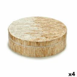 Decoratieve Doos Wit Beige Parelmoer spaanderplaat 25 x 8 x 25 cm (4 Stuks)