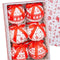 Kerstballen HO-HO Wit Rood Papier Polyfoam 7,5 x 7,5 x 7,5 cm (6 Stuks)