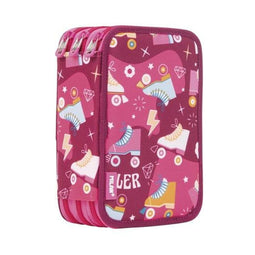 Driedubbele Pennenzak Milan Skates Roze 19,5 x 13 x 7,5 cm