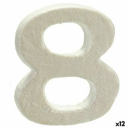 Decoratie polyestyreen Cijfer 8 (2 x 15 x 10 cm) (12 Stuks)