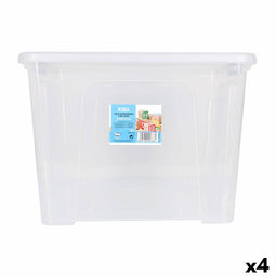 Opbergbak met Deksel Dem Kira Plastic Transparant 32 L 42 x 36 x 30 cm (4 Stuks)