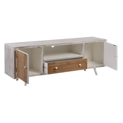 Tv-meubel COUNTRY 150 x 35 x 53,5 cm Natuurlijk Wit Sparrenhout Hout MDF