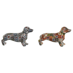 Decoratieve figuren Home ESPRIT Multicolour Hond Mediterrane 21 x 6 x 12 cm (2 Stuks)