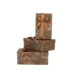Set decoratieve dozen Bruin Zwart Karton Strepen Lasso 3 Onderdelen