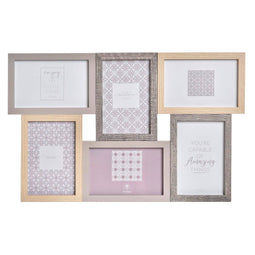 Fotolijsten DKD Home Decor Grijs Hout 45 x 2 x 28 cm Kristal Natuurlijk Boho