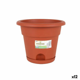 Bloempot met schaal Dem Greentime Bruin ø 22 x 18 cm (12 Stuks)