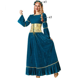 Kostuums voor Volwassenen Blauw Middeleeuwse Koningin Maat XL
