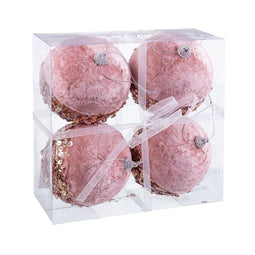 Kerstballen Roze Gouden Polyfoam Weefsel 10 x 10 x 10 cm (4 Stuks)