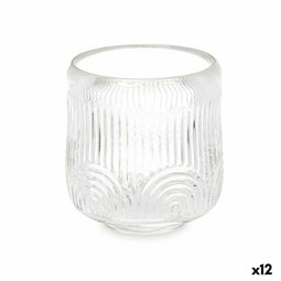 Kaarshouder Strepen Transparant Kristal 9 x 9,5 x 9 cm (12 Stuks)