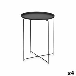 Kleine bijzettafel Zwart Metaal 35 x 50,5 x 35 cm Rond (4 Stuks)