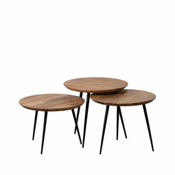 Set van 3 tafels Hout Metaal Ijzer Acacia 50 x 50 x 45 cm
