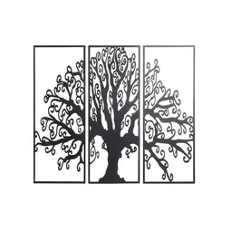 Wanddecoratie DKD Home Decor 3 Onderdelen Zwart Boomstructuur Metaal (105 x 1,3 x 91 cm)