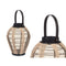 Kaarshouder Lykta Met handvat Beige Hout Stof 25 x 30 x 25 cm (2 Stuks)