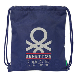 Rugtas met Koordjes Benetton Varsity Grijs Marineblauw 35 x 40 x 1 cm