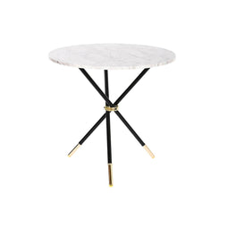 Bijzettafel DKD Home Decor Wit Zwart Gouden Metaal Hout MDF 80 x 80 x 76 cm
