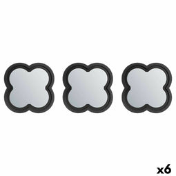 Set spiegels Bloem Zwart Polypropyleen 78 x 26 x 2,5 cm (6 Stuks)