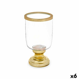 Kaarshouder Fluitglas Gouden Staal 12 x 24,5 x 12 cm (6 Stuks)
