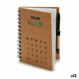 Spiraalnotitieblok met Pen Rekenmachine 14 x 18 x 1,5 cm (12 Stuks)